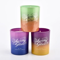 China scented wax 8oz 10oz 12oz 16oz gradient ombre color glass candle holders manufacturer