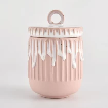 Kína. Heima decor bleikur keramik kerti jar með loki Framleiðandi