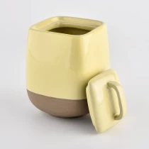China 14oz pătrat borcan de lumânare ceramică cu capac producător