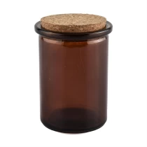 China hot sales 5oz amber glass candle jar with cork lid manufacturer