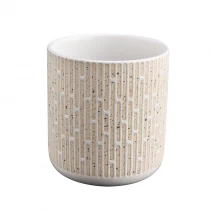 porcelana recipiente de vela de cerámica decorativa con patrón grabado en amarillo 12 oz fabricante