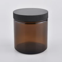 Cina 480ml wadah lilin kaca amber dengan penutup pabrikan