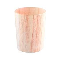 porcelana Tarro de cristal de la vela del cilindro del efecto de la línea naranja caliente de la venta 8oz 10oz para casarse fabricante