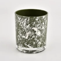 Kinija populiarus purškiamas spalvos stiklinis indelis žvakei su sidabru Gamintojas