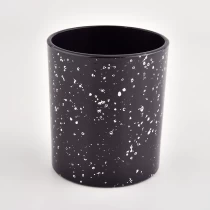Chine vase à bougie en verre noir à pois blancs 8oz fabricant