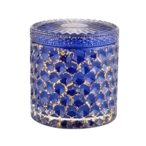China Luxury Diamond shaped glass candle holders with glass lids manufacturer