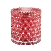 China Luxury Geo Design Glass Candle Jars with Lids for Christmas manufacturer