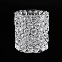 China clear embossed glass candle making supplies jars manufacturer