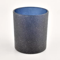 China Dark blue sand coating glass candle jar 8oz  manufacturer