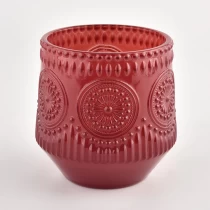 China new design emboss glass candle jar for making manufacturer