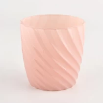 China large polygon pink glass  candle vessels luxury manufacturer
