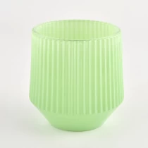 Çin çizgili desenli yeşil cam mum kabı 200ml üretici firma