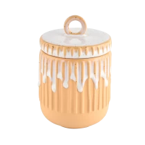 porcelana Proveedor 400ml candelabro de cerámica naranja con tapas de Sunny Glassware fabricante