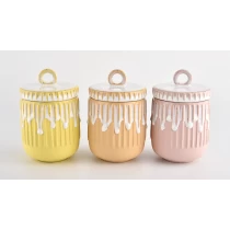 China Wholesale 400ml gold ceramic candle holder with lids for wedding manufacturer