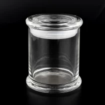 Китай кристално високи бели стъклени буркани за свещи със стъклени капаци Производител