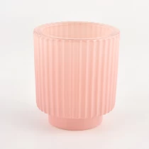 porcelana contenedor de velas de vidrio coloreado con línea vertical fabricante