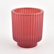 Kiina punainen lasi kynttiläastia pystyviivalla lomille 8oz valmistaja