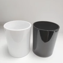 Kina blank hvid og sort glas til stearinlys 8 oz fabrikant