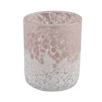China pink and white bicolor glass container for candle making manufacturer