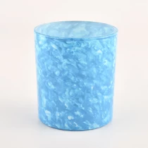 الصين وعاء شمعة زجاجية مزخرفة باللون الأزرق 300 مل الصانع