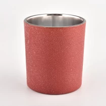 China red sanded finished glass candle holders for home decor manufacturer