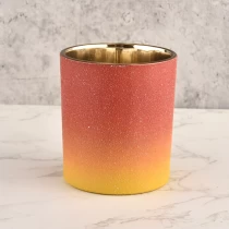 China 2022 new design style glass candle jar and gold inner in bulk manufacturer