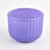 China 400ml glass candle holders with ribbed with candy color sprayed manufacturer