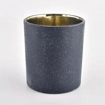 Kina lyxig svart pulverlackerad ljusburk av glas tillverkare