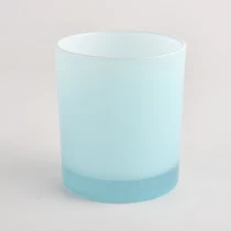 China mattiertes hellblaues Kerzengefäß aus Glas für die Heimdekoration Hersteller