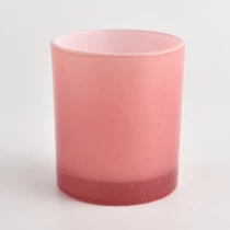 China new style empty light pink glass candle jar for making wholesale manufacturer