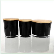 China Kerzengläser aus schwarzem Glas in verschiedenen Größen mit Holzdeckel Hersteller