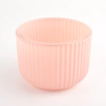 China Modern design striped pattern glass candle jars wholesale manufacturer