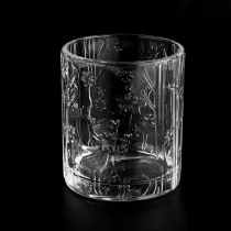 China luxury clear embossed glass candle jars manufacturer