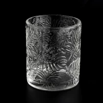 China hot sales palms pattern glass candle jar manufacturer