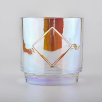 China large Iridescent glass candle jars for home decoration manufacturer