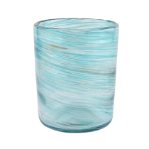 中国 美阳玻璃制品蓝色圆柱体蜡烛制作罐批发 制造商