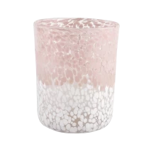 Cina Cerah Glassware warna campuran wadah kaca silinder berbintik-bintik guci lilin mewah grosir pabrikan