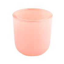 China pink glass candle jars with thick wall round bottom for 8oz candle manufacturer