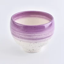 Cina wadah lilin keramik putih dengan warna kuas merah muda 12 oz pabrikan