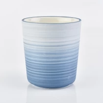 China empty ceramic candle jars for candle making with light blue manufacturer