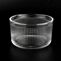 porcelana Recipiente para velas de vidrio de boca ancha con diseño de rayas transparentes de 19 oz fabricante