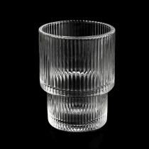 Tsina pakyawan na stripy pattern lucida glass candle jar Manufacturer