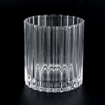 Kina populær stribe stearinlysglas klar lysestage leverandør fabrikant