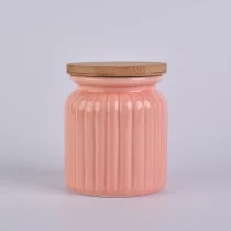 China orange ceramic candle jar with bamboo lid manufacturer