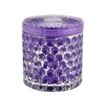 Cina Guci lilin kaca kosong ungu mewah dengan tutup untuk pernikahan 440ml pabrikan