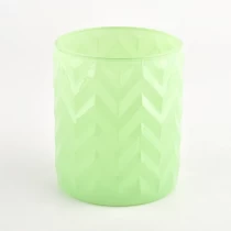 Çin mumlar için benzersiz dalga tasarımı cam kavanozlar yeşil 400ml toptan üretici firma