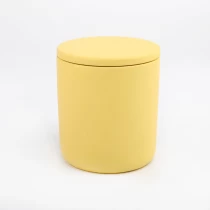 China home decor bright yellow color concrete candle jar with lid manufacturer