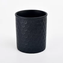 中国 批发豪华哑光黑色家居装饰空罐蜡烛陶瓷蜡烛罐 制造商