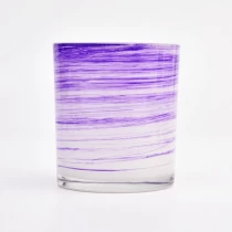 China luxury purple painting glass candle jar 8oz manufacturer