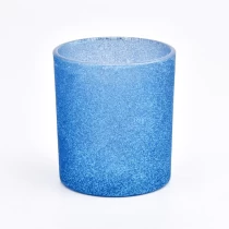 China Wholesale 10oz frosted blue  glass candle jars and candle holders manufacturer